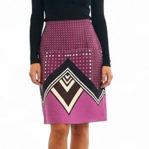 Anne Klein Purple and Black A-Line Skirt Silk Final Sale.